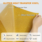 TUMIYA Gold Glitter Heat Transfer Vinyl HTV Roll - Image 3