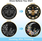 ERKOON Embroidery Kit for Beginners Adult, 2 Set Flower Cross Stitch Set - Image 4