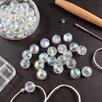 Glass Beads 80 Pcs 10mm Round 96 Faceted AB Color, Assortment - Image 7