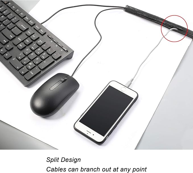10ft - 3/8 inch Braided Cable Management Sleeve Cord Protector - Self-Wrapping - Image 3