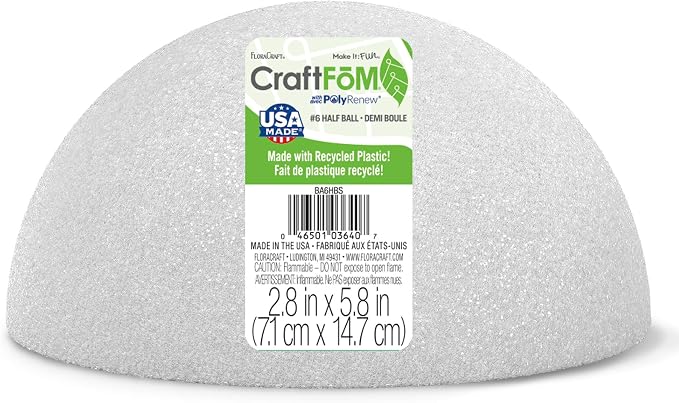FloraCraft CraftFōM Half Ball 2.8 x 5.8 Inch White by FloraCraft