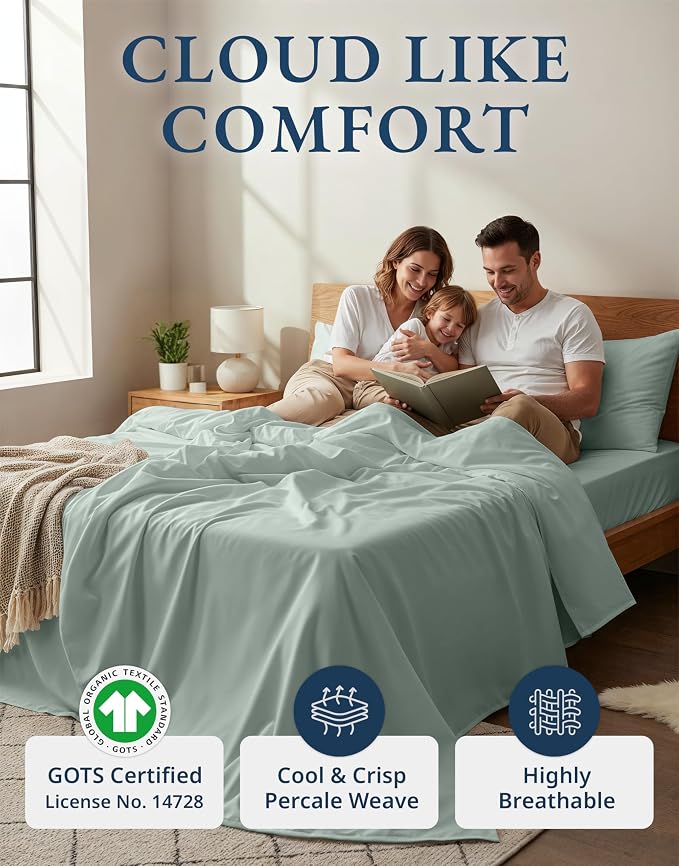 LANE LINEN 100% Organic Cotton Twin Bed Sheet Set, Soft & Comfy Low Pill Fade - Image 2