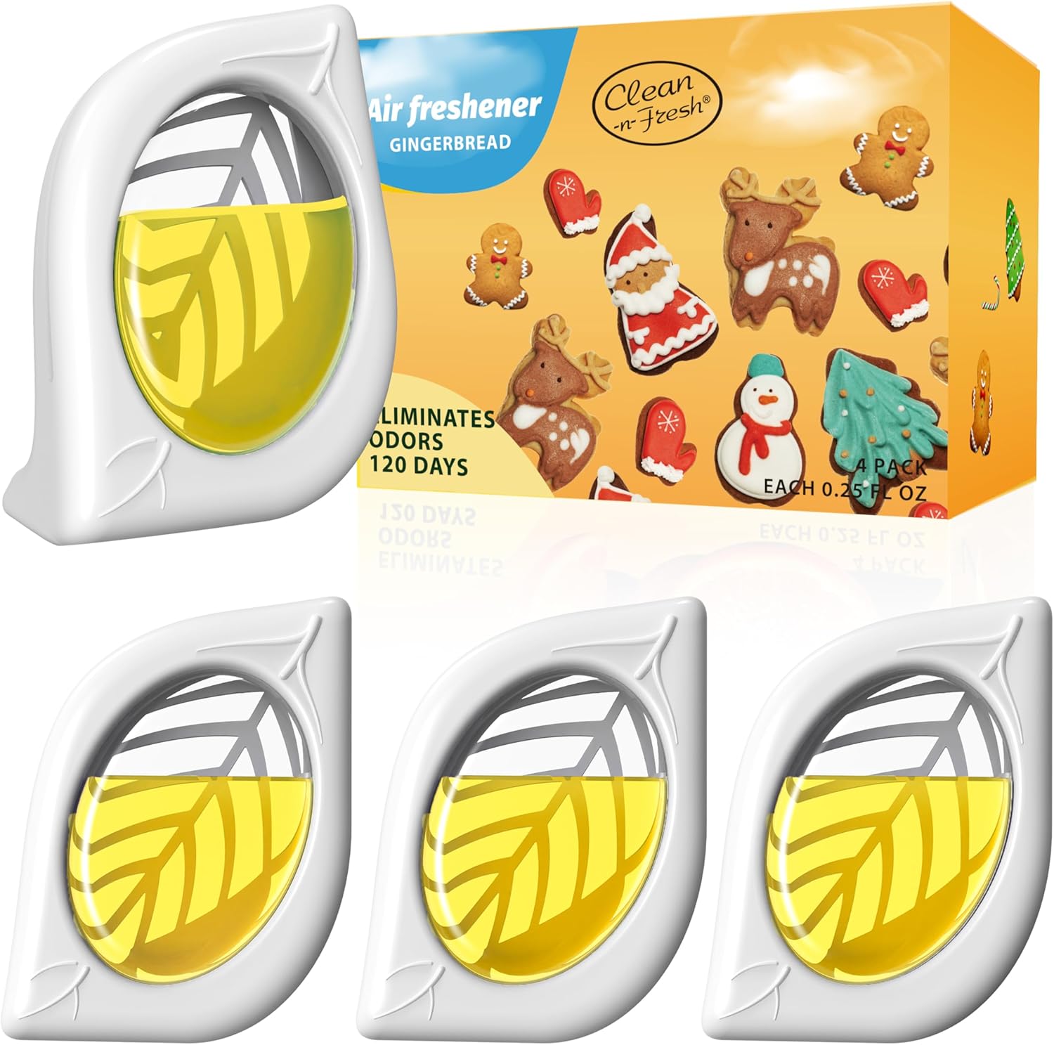 Air Freshener for Home, 4 Pack, Gingerbread, Odor Eliminator for Small Area Closets Bathroom Pets Strong Odor, Up to 120 Days