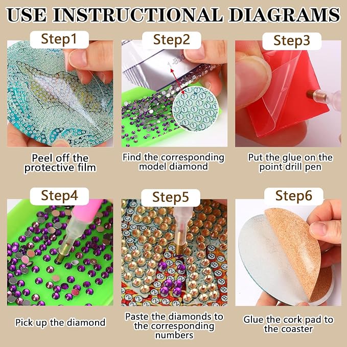 Axquilon 8 Pcs Books Diamond Art Coasters Kit - Image 7