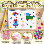 1000Pcs Glitter Foam Stickers, Colorful Self Adhesive Geometric Foam Stickers - Image 3