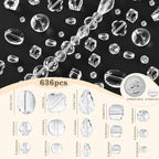 636pcs Crystal Glass Beads for Jewelry Making Assorted, 4/6/8mm Clear Craft - Image 4