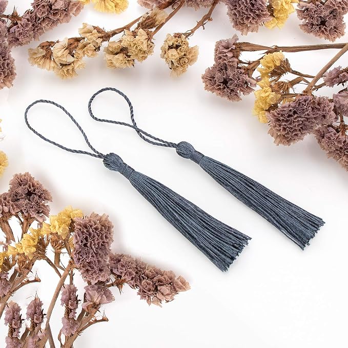 VAPKER 100 Pieces Dark Gray Color 13cm/5-Inch Silky Handmade Soft Tassels Floss - Image 4