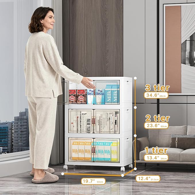 UAMFURI Stackable Storage Bins, 312QT Collapsible Drawers - Image 3