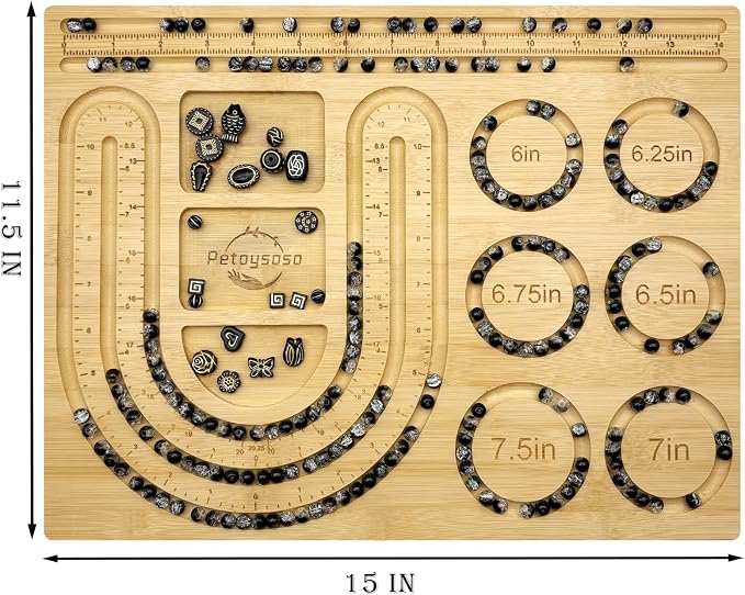Petoysoso Bead Board for Jewelry Making, Bamboo Beading Board for Jewelry - Image 2