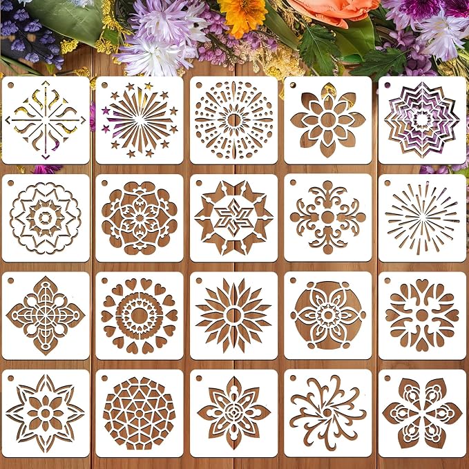 JULMELON 20 PCS Mandala Stencil, 3 Inch Mandala Stencils by JULMELON