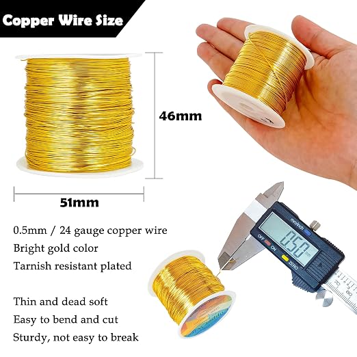 203 Feet Tarnish Resistant Copper Wires 24 Gauge/0.5mm Jewelry Craft Wires - Image 2