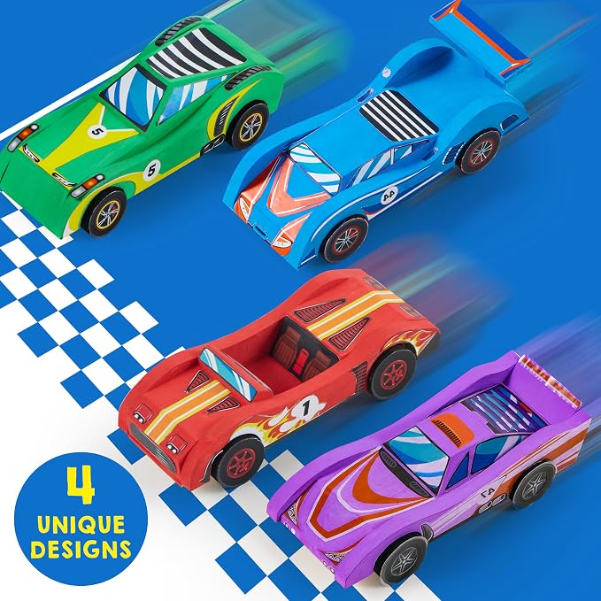 Klever Kits 4 DIY Wooden Race Cars-Build & Paint Your Own Wood Craft Kit - Image 6