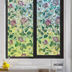 Retro Flowers Window Privacy Film, Magnolia Stained Glass Decorative Window Film - Image 2
