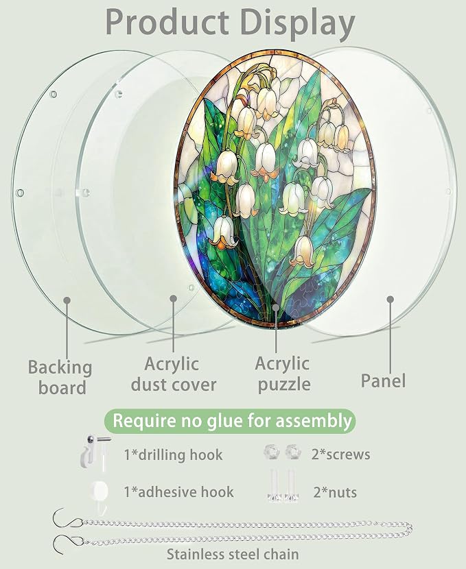 Acrylic Puzzle Suncatcher, Lily Valley White Sun Catcher - Image 6