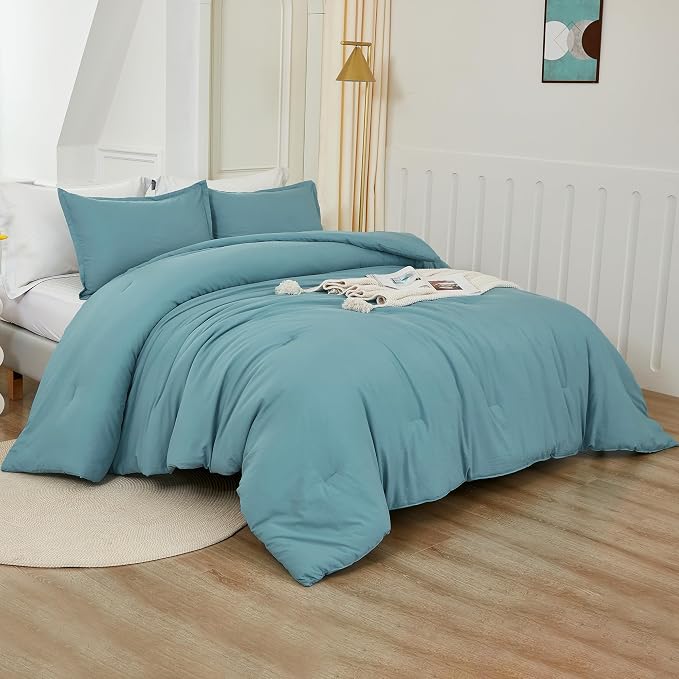 Litanika Comforters Grayish Teal Oversized Queen Size, 3 Pieces Lightweight - Image 2