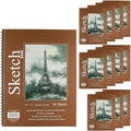 GIFTEXPRESS Pack of 12 Letter Size Sketch Book Bound Spiral Premium Sketch Pads by GIFTEXPRESS