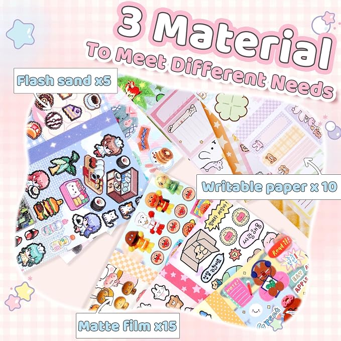 Tmtains 30 Sheets Kawaii Japanese Sticker Book Manga Books Style Writable Note - Image 4