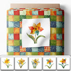 Daffodil Patchwork Cotton Fabric Panel – 6 Designs + Bonus Patchwork Sheet - Image 2