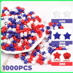 Red White Blue Star Pony Beads for Bracelet 1000 Pcs Independence Day for - Image 2