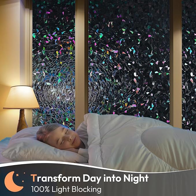 Haton Blackout Window Film, Stained Glass Sun Light Blocking Privacy Tint Shades - Image 2