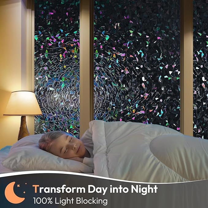 Haton Blackout Window Film, Stained Glass Sun Light Blocking Privacy Tint Shades - Image 2