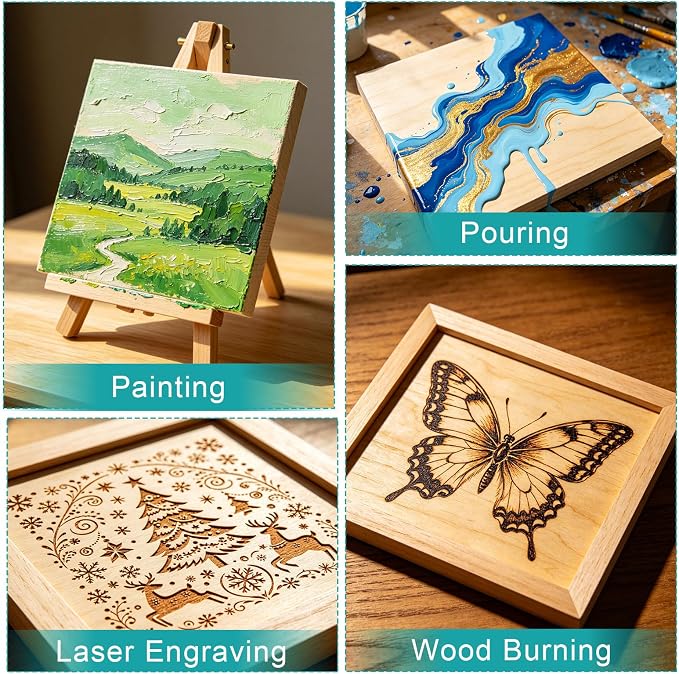 ESRICH 8x8 Inch Wood Panels, 2 Pack Square Craft Wood Canvas Boards, Blank - Image 7