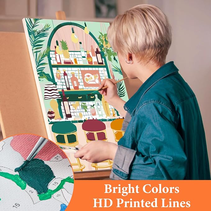 6 Pack Paint by Numbers Kit for Adults Beginner, Coffee Adult Paint by Number - Image 5