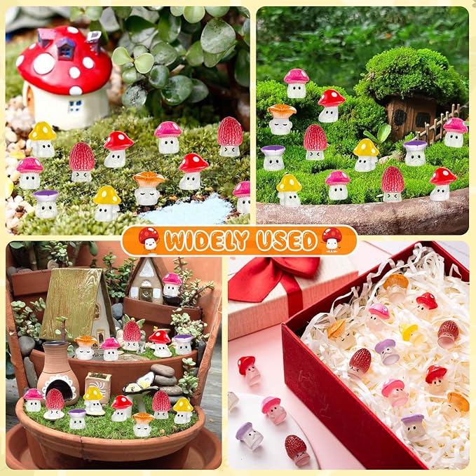 24pcs Mini Mushrooms Cute Resin Tiny Mushrooms Statue Fake Miniature Mushroom - Image 6