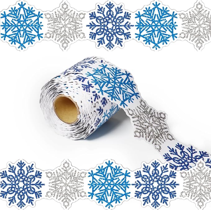 69 Feet Winter Snowflake Bulletin Board Borders, Shine Scalloped Borders by WUYUEJXI