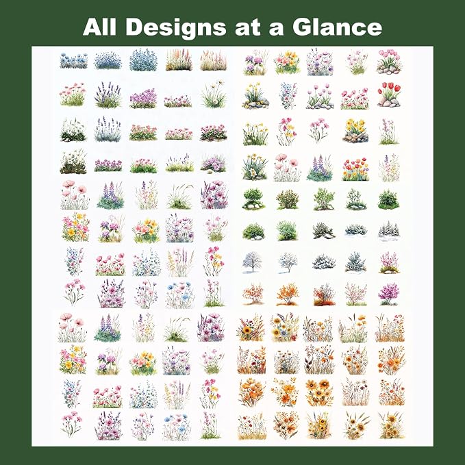 240PCS Floral PET Stickers – Die-Cut Botanical Landscape Stickers - Image 5