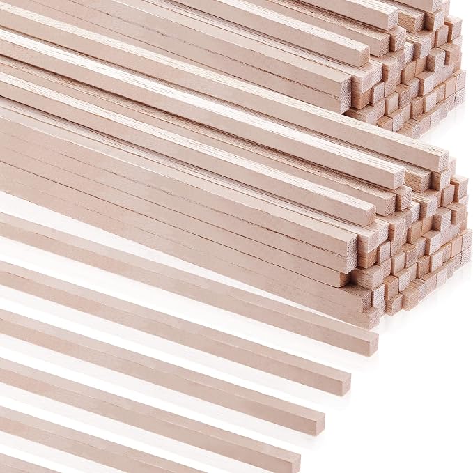 Yulejo 150 Pieces Balsa Wood Sticks 1/8 x 1/8 x 12 Inch Hardwood Square Dowels by Yulejo
