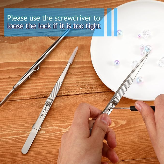 Honoson 3 Pack Diamond Tweezers Gem Stone Jewelry Locking Tweezers Stainless - Image 2
