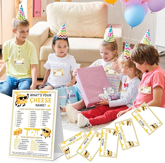 What's Your Cheese Name Game Cards, Birthday Game Supplies, 1 Cheese Name Game - Image 5