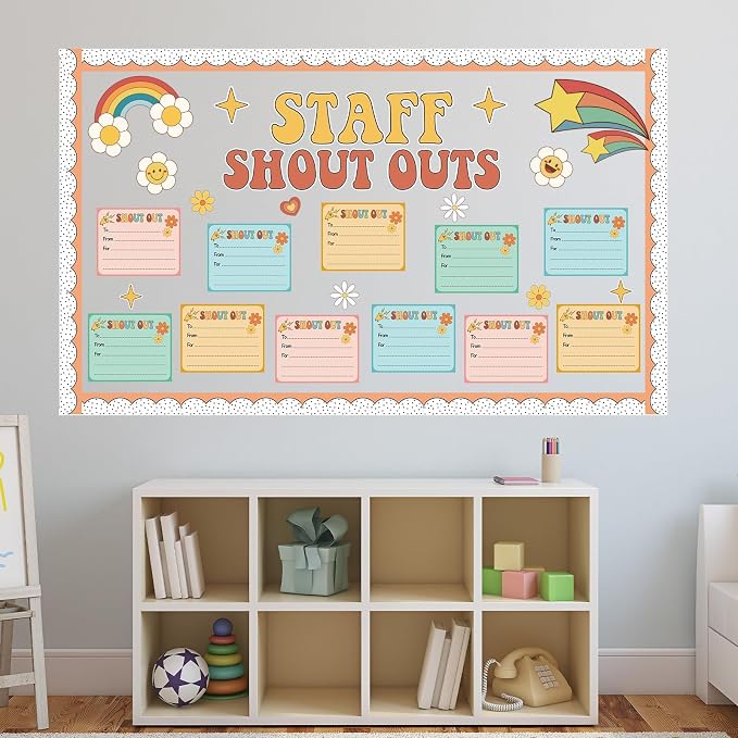 Boho Hippie Staff Shout Outs Bulletin Board Decorations Groovy Retro Staff - Image 7