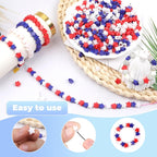 Red White Blue Star Pony Beads for Bracelet 1000 Pcs Independence Day for - Image 4