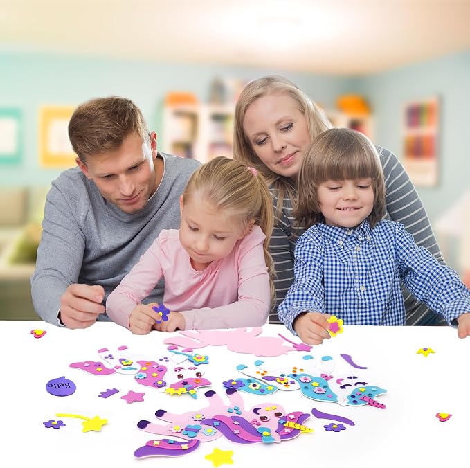 VKPI 4 Pieces EVA Foam Art Crafts Gift Kit, Make Create Your Own Unicorns - Image 4