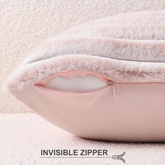 Pallene Faux Fur Plush Throw Pillow Covers 26x26 Set of 2, Luxury Soft Fluffy - Image 3