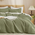 PHF Waffle Weave Duvet Cover Set King Size, No Snagging Ultra Soft Luxury by PHF