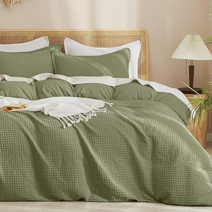 PHF Waffle Duvet Cover Set California King, No Snagging Ultra Soft Luxury by PHF