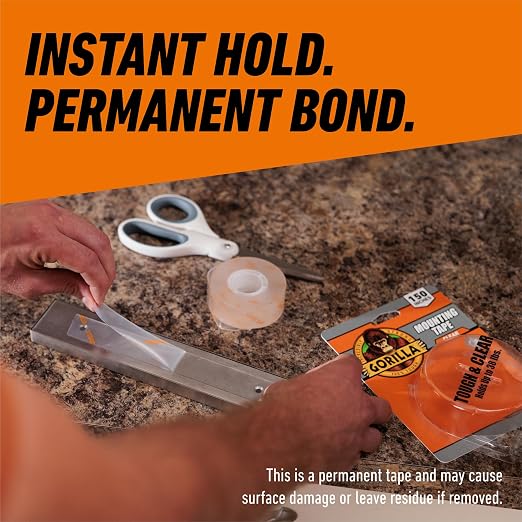 Gorilla Invisible Hold Mounting Tape, Holds up to 15 lbs, Permanent Bond - Image 7