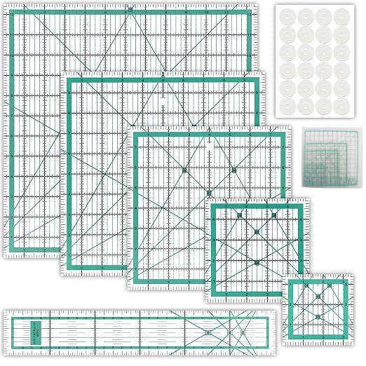 6 Pcs Quilting Rulers and Templates, Quilt Ruler, Acrylic Square Ruler by Unknown