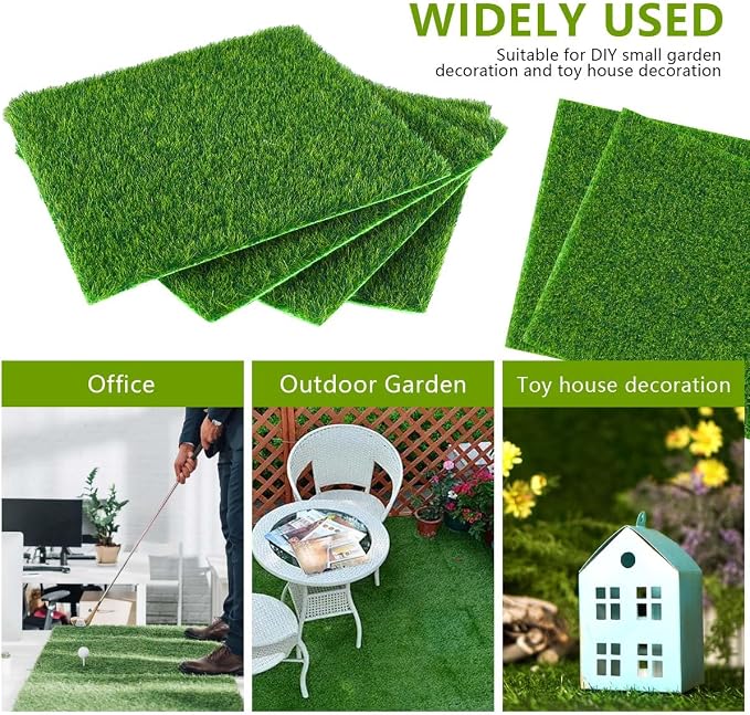 KISEER 12 Pack Fairy Garden Grass 6 x 6 Inches Miniature Artificial Craft Grass - Image 5