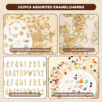 352 Pcs Assorted Charms for Jewelry Making, Mixed Enamel KC Gold Alloy Letter - Image 2
