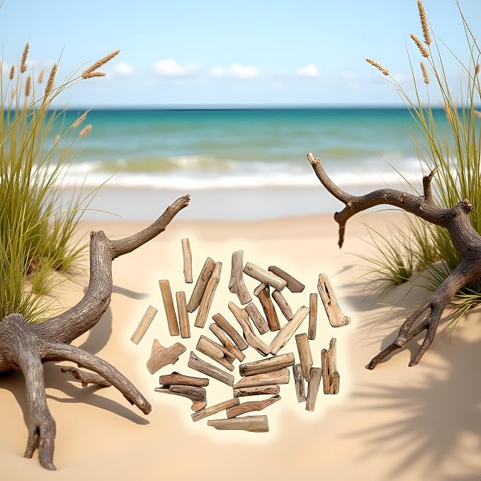 20 Pcs Natural Driftwood Pieces Branch Slices Craft Sticks Beach Decor - Image 6