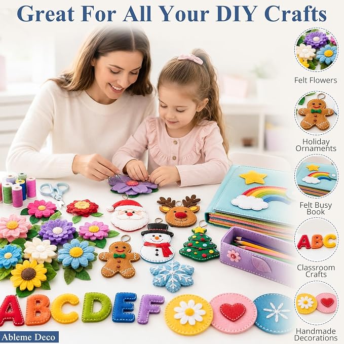 12" x 12" Felt Sheets for Crafts, 2mm Stiff Felt Fabric, Polyester Felt Squares - Image 4