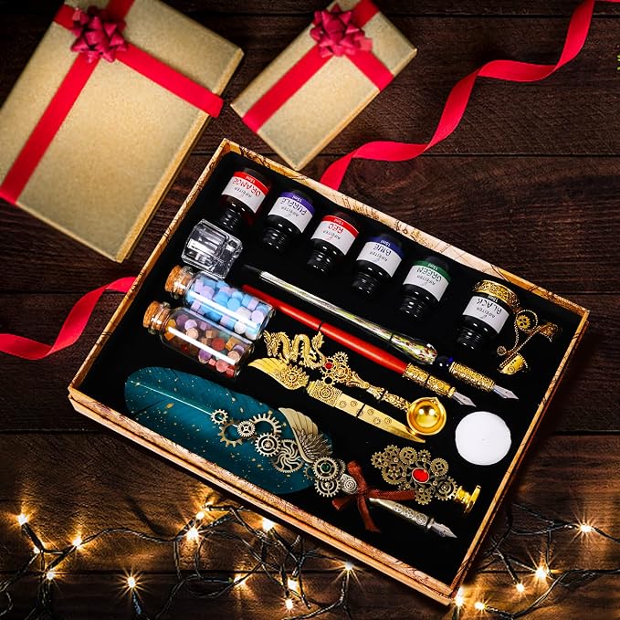 Aifeiter Quill Pen Feather Calligraphy Pen and Ink Set, Wax Seal Stamp Set - Image 8
