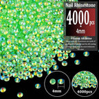 4000pcs 4mm Resin Rhinestones Bulk, Transparent Grass Green AB Flatback Round - Image 2
