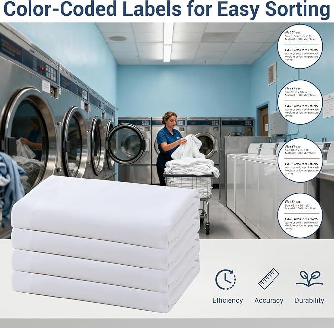 Bulk Queen Flat Sheets Only, Color-Coded Hem Threads, Wrinkle-Free Shrinkage - Image 4