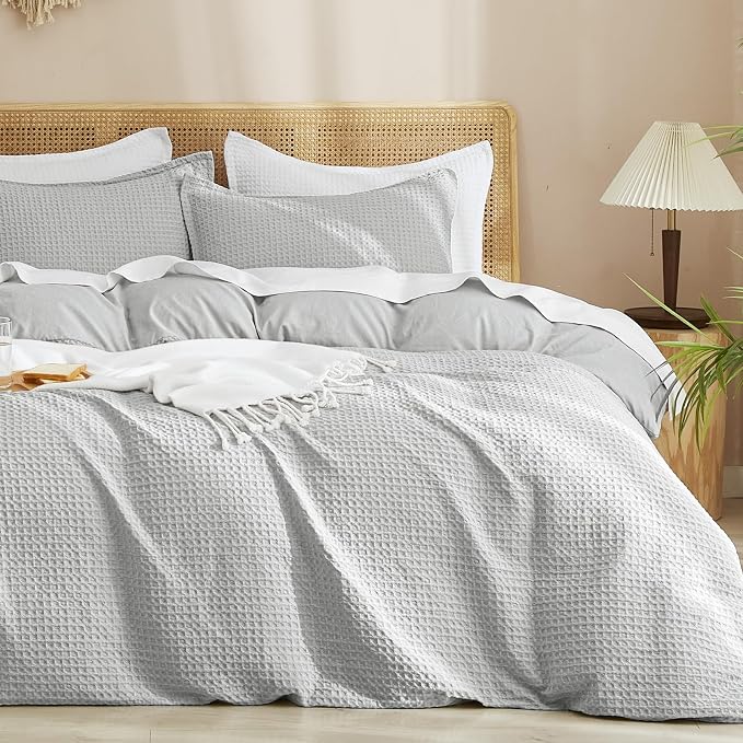 PHF Waffle Weave Duvet Cover Set Twin/Twin XL Size, No Snagging Soft Luxury by PHF