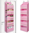 Over Door Organizer with 5 Large Pockets, Heavy Duty Hanging Organizer Storage, Closet Bathroom Nursery Bedroom Dorm, Toys Cosmetics Sundries and Baby Essentials, Pink